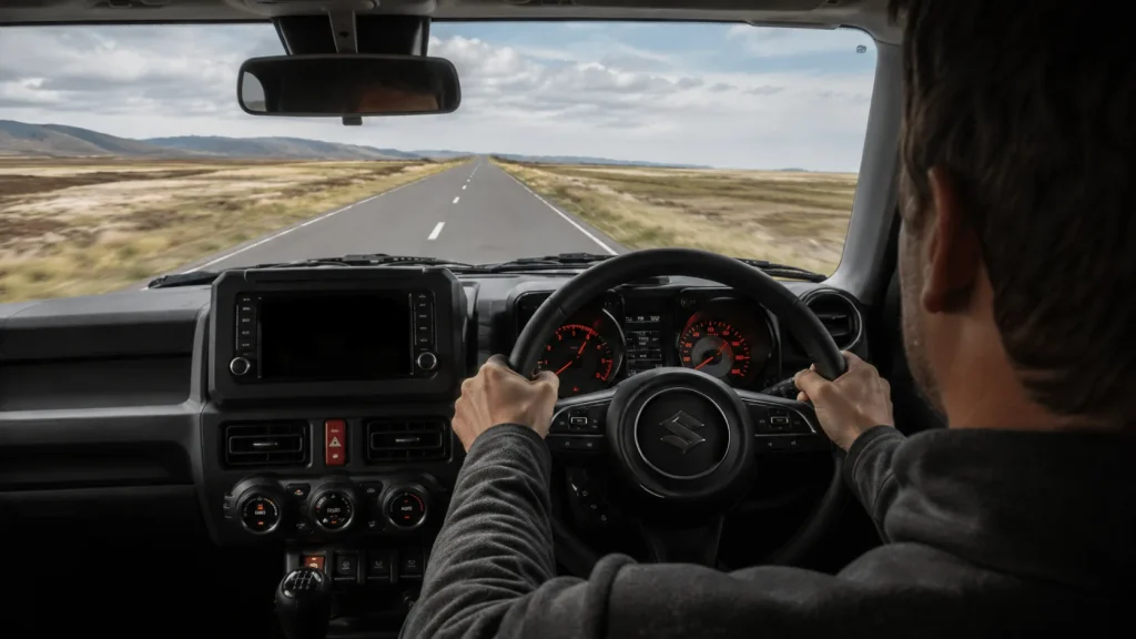 Suzuki Jimny dashboard showing high revs at cruising speed