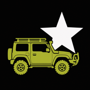 Owner spotlights icon — modified overlander Jimny with feature star