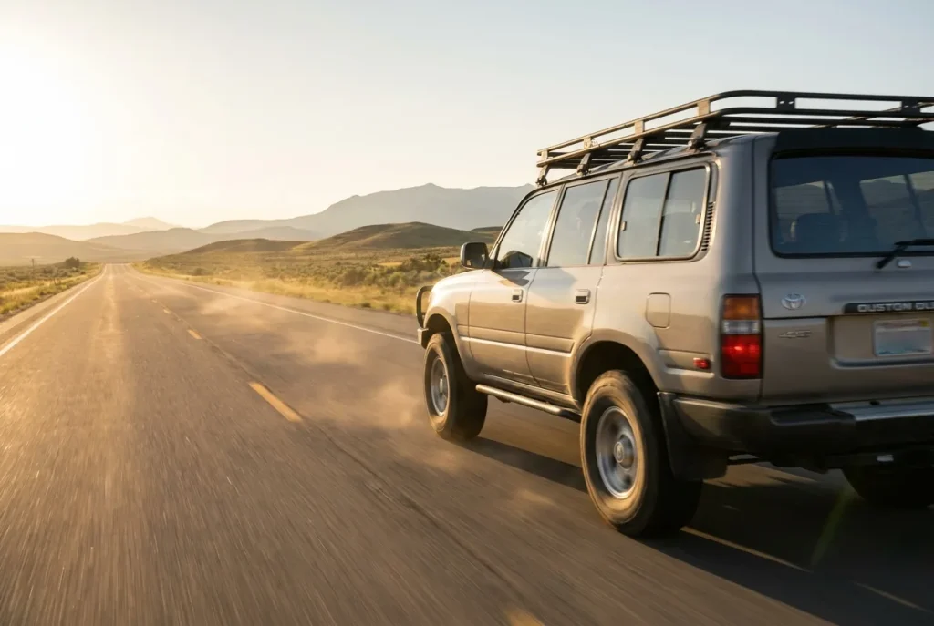 Full-size 4x4 cruising an open highway