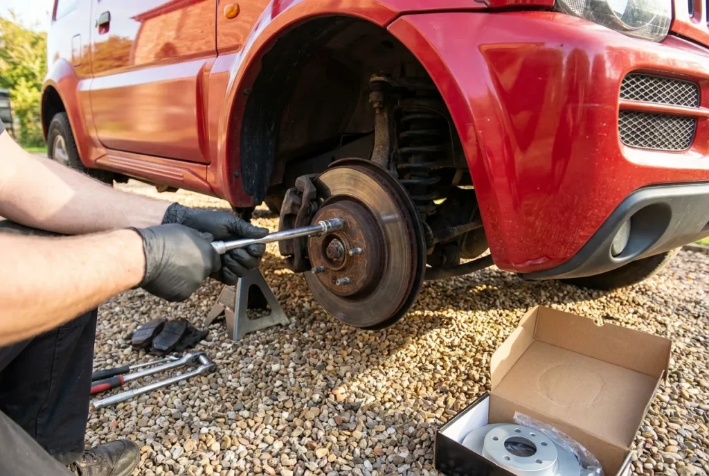 Removing a Suzuki Jimny front brake caliper