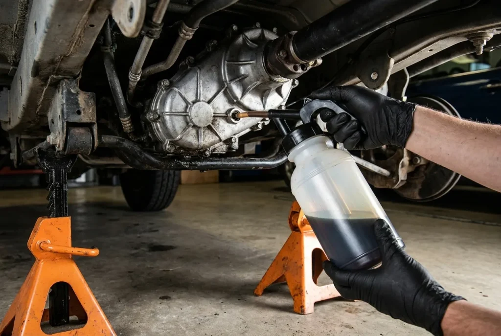 Filling a Suzuki Jimny transfer case with gear oil
