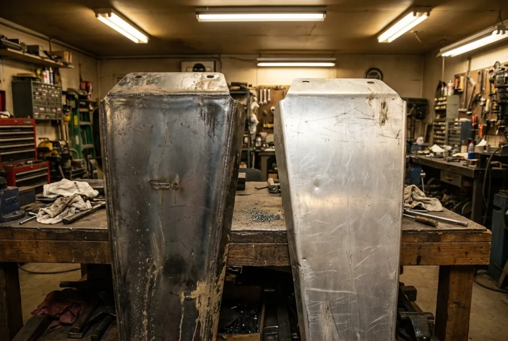 Steel and aluminium alloy skid plates compared